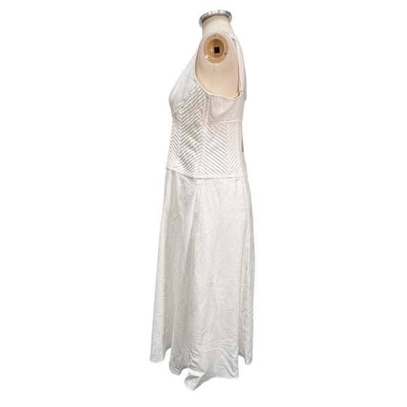 Reiss Etta Linen Sleeveless Corset Midi Dress White Size 10 NEW - Picture 4 of 13
